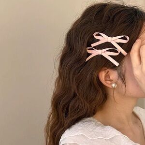 Pink Bow Hair Clips